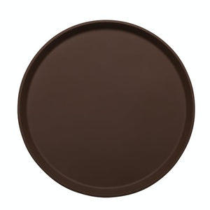 16" round brown non-skid fiberglass serving tray