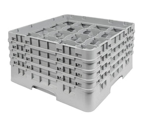 Camrack 8 1/2" High Customizable Soft Gray 16 Compartment Glass Rack