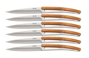 Set of 6 Olive Wood Mirror Table Knife